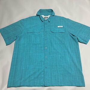 Men’s Habit Short Sleeved Fishing Shirt XL Scuba Blue Heather.